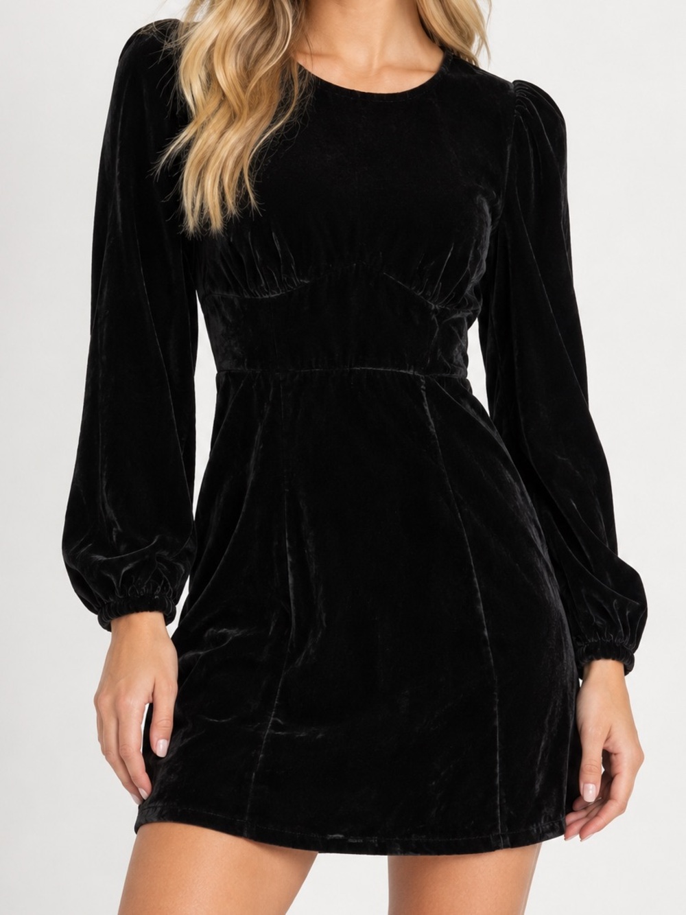 Tularosa Brixton Black Velvet Long Sleeve Mini Dress XXS